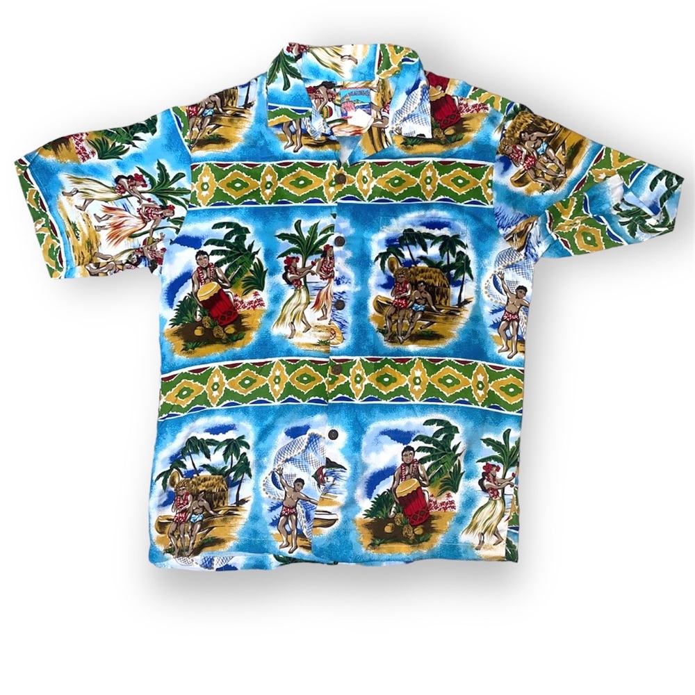 Vintage Joe Kealoha’s Hawaiian Shirt Hula Girl Luau Party